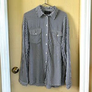 The Kooples James striped B&W button down with patch pockets